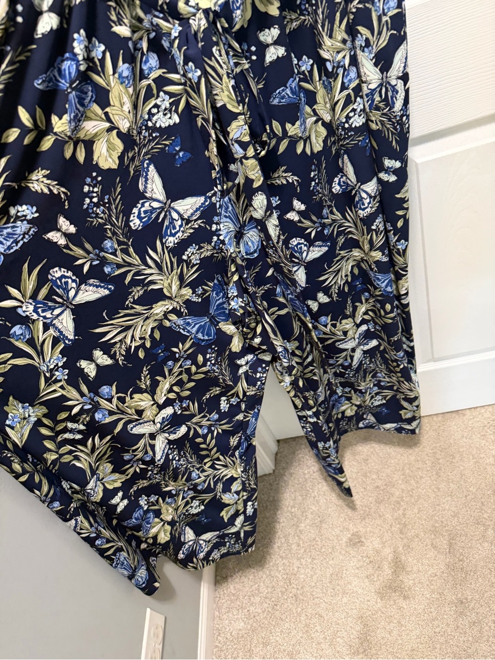 Lane Bryant Blue Butterfly Floral Tie-Waist Jersey Jumpsuit with Pockets - Picture 6 of 8